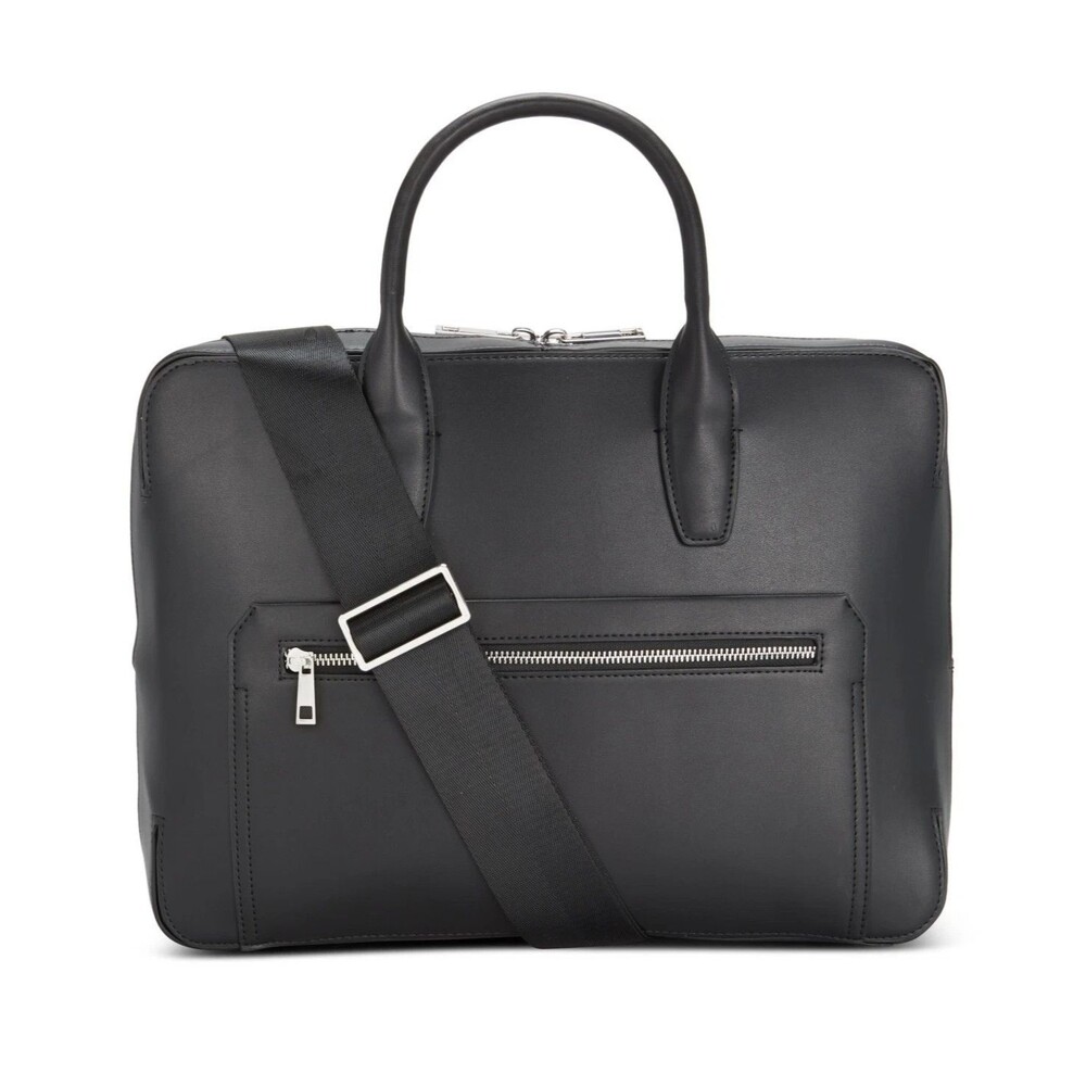 ALFANI Briefcase Black Faux Leather Messenger Bag Laptop Crossbody